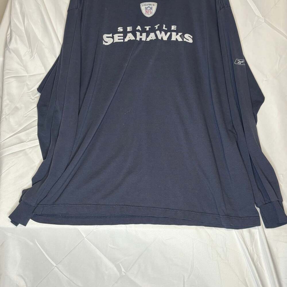 Vintage Reebok Faded Seattle Seahawks NFL Long Sleeve Shirt, Navy, Size XL